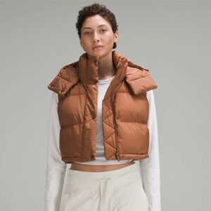 NWOT Lululemon Wunder Puff Super Cropped Vest, Roasted Brown, Size 4